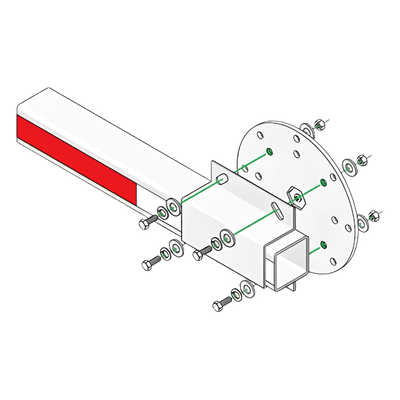 Kit de Instalación Para Brazos de Plástico Doorking / Incluye Disco y Enganche de Fijación