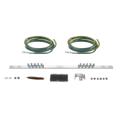Kit de Puesta a Tierra con dos Jumpers 6 AWG y Barra de Conexiones de 20 Orificios, para Rack de 19in