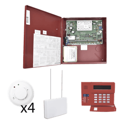 Kit de panel de control comercial contra intrusión e incendio de 32 zonas, con teclado, receptor y detectores de humo inalámbricos