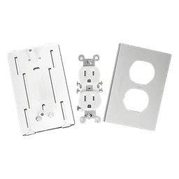 Contacto eléctrico doble, soporte y tapa de PVC auto extinguible y aluminio, universal (8191-10200)