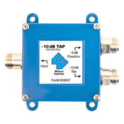 Separador TAP -10 dB con rango de frecuencia de 700 a 2500 MHz. Ideal para separar la antenas a diferentes longitudes de cable coaxial. 50 Ohm con conectores N Hembra. 