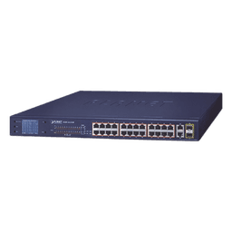 Switch No Administrable 24 Puertos PoE 10/100 802.3af/at, 2 Combo TP/SFP Gigabit y Pantalla LCD para Monitoreo y Configuración Básica de PoE, Hasta 300 Watts