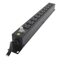 PDU Horizontal / 10 Contactos NEMA 5-15R / 15A / Rack 19" 1U / Cable 2.5 m (8.2 ft) / Reestablecedor 15A