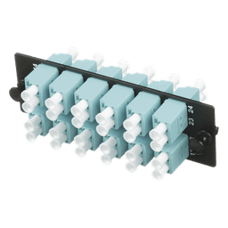 Placa Acopladora de Fibra Óptica FAP, con 12 Conectores LC Duplex (24 Fibras), para Fibra Multimodo OM3/OM4, Color Aqua