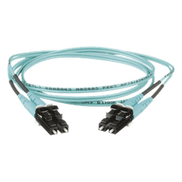 Jumper de Fibra Optica Multimodo 50/125 OM3, LC-LC Duplex, OFNR (Riser), Color Aqua, 1 Metro (3.28 Pies)