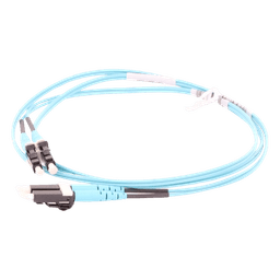 Jumper de Fibra Optica Multimodo 50/125 OM3, LC-LC Duplex, OFNR (Riser), Color Aqua, 1 Metro (3.28 Pies)