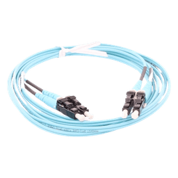Jumper de Fibra Optica Multimodo 50/125 OM3, LC-LC Duplex, OFNR (Riser), Color Aqua, 1 Metro (3.28 Pies)