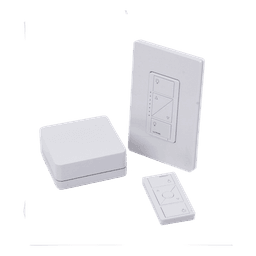 Kit de inicio Caseta Wireless con hub Smart Bridge, atenuador de pared, control Pico y placa Claro para controlar la iluminación desde la app Lutron