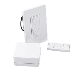 Kit de inicio Caseta Wireless con hub Smart Bridge, atenuador de pared, control Pico y placa Claro para controlar la iluminación desde la app Lutron