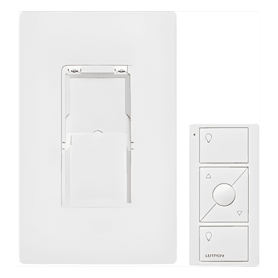 Kit de control Pico inalámbrico de 3 botones con subir/bajar para montaje en pared, incluye adaptador y placa Claro, para Caseta Wireless, RadioRA 2 y HomeWorks QS