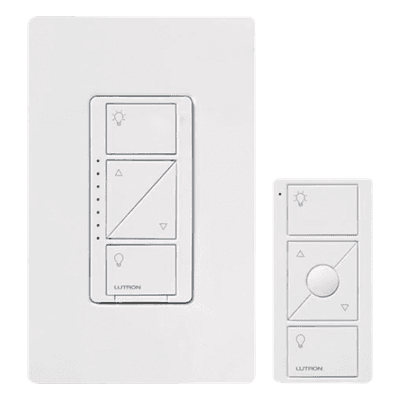 Kit de atenuador de pared inteligente sin cable neutro con control remoto Pico y placa Claro, 600 W incandescente/halógeno o 150 W LED atenuable, Caseta Wireless
