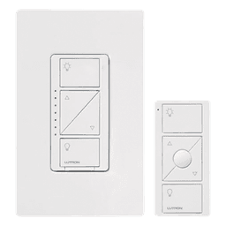 Kit de atenuador de pared inteligente sin cable neutro con control remoto Pico y placa Claro, 600 W incandescente/halógeno o 150 W LED atenuable, Caseta Wireless