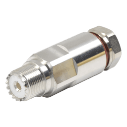 Conector UHF Hembra (SO-239) de Rosca para cable LP-450A, LDF4-50A, Bronce Blanco/ Plata/ Teflón.