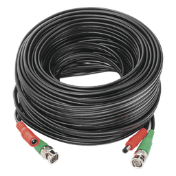 Cable Coaxial (BNC RG59) + Alimentación / SIAMES / 20 Metros (65.62 Pies) / 100% COBRE / Para Cámaras 4K / Uso Interior y Exterior