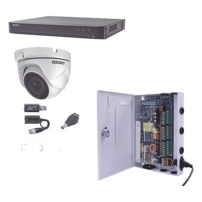 KIT TurboHD 1080p / DVR 16 Canales / 16 Cámaras Eyeball (exterior 2.8 mm) / Transceptores / Conectores / Fuente de Poder Profesional