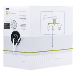 Cable Cat5e de Alto Rendimiento Certificaciones ETL, UL, de 152.5 Metros (500 Pies) de Color Blanco, para Aplicaciones en Video Vigilancia, Redes de Datos. Uso Interior.