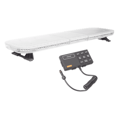 Barra de luces de 47" rojo/azul, 88 LED, con control de tráfico en color ámbar, ideal para equipar unidades de seguridad publica
