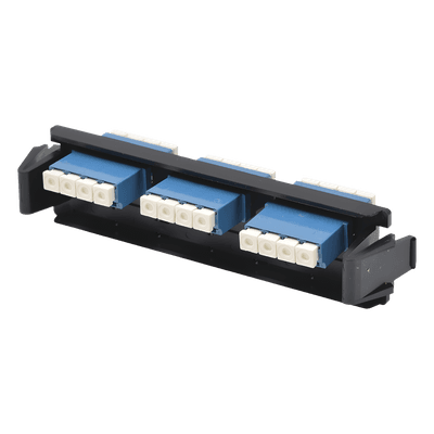 Placa Acopladora de Fibra Óptica Quick-Pack, Con 6 Conectores LC/UPC Duplex (12 Fibras), Para Fibra Monomodo, Azul