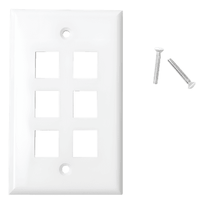 Placa de Pared de 6 Puertos, Keystone, Color Blanco