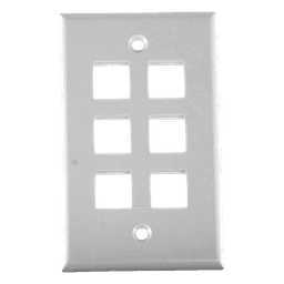 Placa de Pared de 6 Puertos, Keystone, Color Blanco