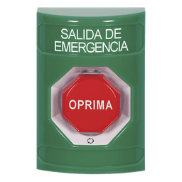 Botón de Salida de Emergencia , Texto en Español,  Acción Mantenida, Girar para Restablecer, LED de iluminación