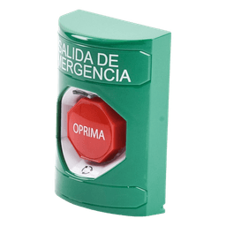 Botón de Salida de Emergencia , Texto en Español,  Acción Mantenida, Girar para Restablecer, LED de iluminación