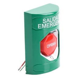 Botón de Salida de Emergencia , Texto en Español,  Acción Mantenida, Girar para Restablecer, LED de iluminación
