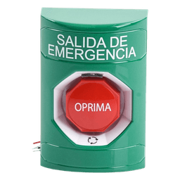 Botón de Salida de Emergencia , Texto en Español,  Acción Mantenida, Girar para Restablecer, LED de iluminación