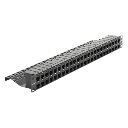 Patch Panel UTP / 48 Puertos Cat 6 / Plano 1UR / 19" Rack / Acero Negro / 4.3 x 19 x 1.7 in