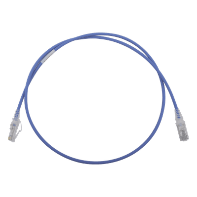 Patch Cord MC6 Modular Cat6 UTP, CM/LS0H, 0.91 Metros (3 Pies), Color Azul, Diámetro Reducido (28AWG)
