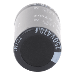 Capacitor Electrolítico de Aluminio, Radial de 470 µFd, 250 Vcc, 105 °C, 25 x 40 mm.