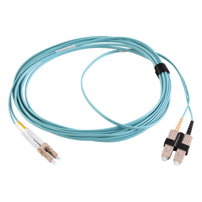 Jumper de Fibra Óptica Multimodo 50/125 XGLO OM3, LC-SC Duplex, OFNR, Color Aqua, 2 Metros (6.56 Pies)