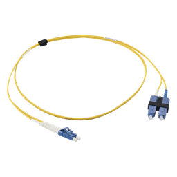 Jumper de Fibra Óptica Monomodo (OS2), XGLO, Riser, LC/UPC-SC/UPC Duplex, OFNR, Color Amarillo, 1 Metro (3.28 Pies)