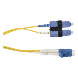 Jumper de Fibra Óptica Monomodo (OS2), XGLO, Riser, LC/UPC-SC/UPC Duplex, OFNR, Color Amarillo, 1 Metro (3.28 Pies)