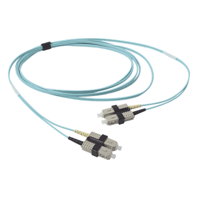 Jumper de Fibra Óptica Multimodo 50/125 OM3 XGLO, SC-SC Duplex, OFNR, Color Aqua, 3 Metros (9.84 Pies)
