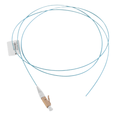 Pigtail de Fibra Óptica LC Simplex, Multimodo OM3 XGLO 50/125, OFNR, Color Aqua, 1 Metro (3.28 Pies)