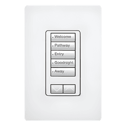Teclado de pared seeTouch de 5 botones con subir/bajar para control de luces y cortinas en sistemas RadioRA 2, 120 V, retroiluminado, color blanco