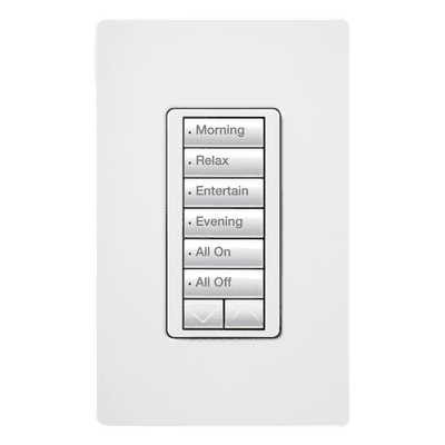 Botonera de pared inalámbrica de 6 botones con subir/bajar, retroiluminada, 120 V, color blanco, para el sistema de control de iluminación RadioRA 2