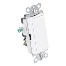 Apagador de pared Claro de 3 vías tipo paleta, 15 A, 120/277 V, para cargas generales de iluminación y motores, color blanco brillante