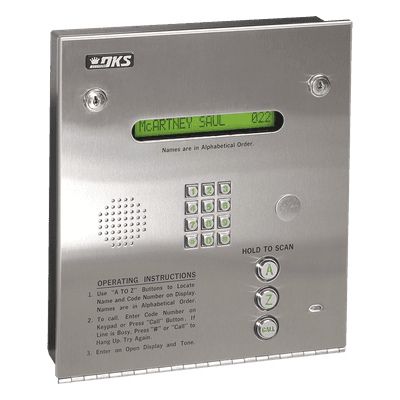 Control de acceso / Gabinete empotrable / 2 puertas / 3000 números telefónicos / 11 dígitos / Directorio en pantalla / Lineas A/D