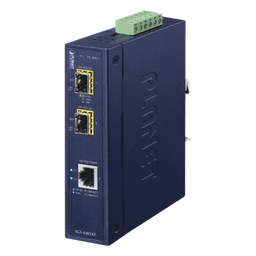 Convertidor de Medios Industrial de 1 Puerto Ethernet 10/100/1000 Base-T a 2 Puertos SFP 100/1000/2500 Base-X 