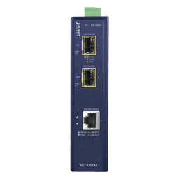 Convertidor de Medios Industrial de 1 Puerto Ethernet 10/100/1000 Base-T a 2 Puertos SFP 100/1000/2500 Base-X 