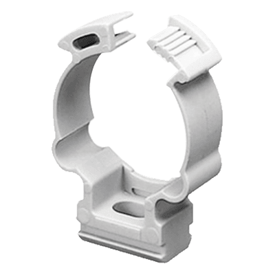 Soporte de collar (Abrazadera), PVC Auto-extinguible, cerrado para tubería de 40 mm