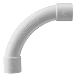 Curva de radio estrecho para tubería rígida, recomendado para cables de datos, PVC Auto-extinguible, de 40 mm 