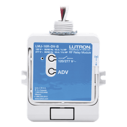 Módulo de relé de radiofrecuencia con tecnología Softswitch, conmuta hasta 16 A de propósito general, 120/277 V, apto para plenum, compatible con RA2 Select, RadioRA 2 y HomeWorks