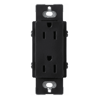 Tomacorriente dúplex de 15 A y 125 V estilo decorador, línea Satin Colors en color Midnight, complemento para controles y placas Lutron; placa se vende por separado