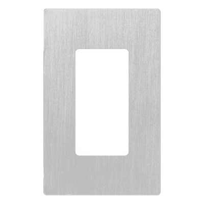 Placa de pared Claro de 1 espacio sin tornillos visibles, acabado en acero inoxidable, para atenuadores y controles Lutron Maestro, Diva, Skylark y control Pico