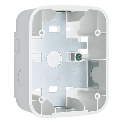 Caja de montaje en superficie para pared, color blanco, compatible con sirenas, estrobos y campanas, Serie L