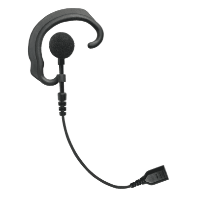 Auricular de gancho para el oído (RESPONDER) con cable de fibra trenzada y conector SNAP. Requiere micrófono de solapa de 1 o 2 hilos de la Serie SNAP.