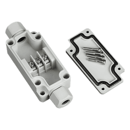 Caja de Conexión Exterior / IP66 / 3 Líneas / Terminales Tipo Herradura / Calibre 12-22 AWG / -40°C a +120°C